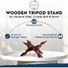 imageAlternative Imagination 8 Natural Wooden Tripod Stand  Home Decor Holder for Abalone Shell Crystal Ball Trinket Dish Jewelry Dish Key Bowl Geode and MoreStained