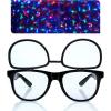 imagePremium Clear Glasses with Diffraction Flip Lenses  Ideal for Festivals Lights Raves EtcBlack