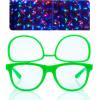 imagePremium Clear Glasses with Diffraction Flip Lenses  Ideal for Festivals Lights Raves EtcGreen