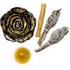 imageSpiritual Cleansing Starter Kit with White Sage Palo Santo Hand Poured Beeswax Votive Candle and Rose Incense Holder