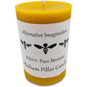 image100 Pure Beeswax Candle  Medium Pillar Candle  60 Hour Burn Time  3x4 Inch  Alternative ImaginationMedium