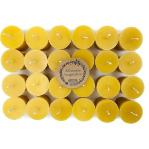 image12 Pack of Beeswax Votive Candles  100 Pure Natural Beeswax with Natural Light Honey Scent  15 Hour Burn  Alternative Imagination24 Pack