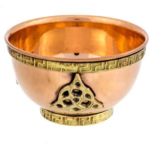 image7 Chakras Copper Offering Bowl  for Altar Use Ritual Offerings Home Decor Chakra Decor Meditation Accessories  Incense Holder and Smudge Bowl for Smudge Sticks Incense ConesTriquetra