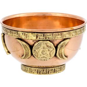 image7 Chakras Copper Offering Bowl  for Altar Use Ritual Offerings Home Decor Chakra Decor Meditation Accessories  Incense Holder and Smudge Bowl for Smudge Sticks Incense ConesTriple Moon