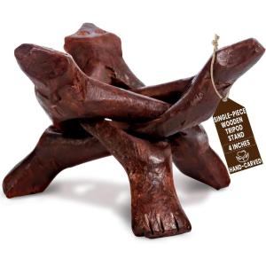 imageAlternative Imagination 8 Natural Wooden Tripod Stand  Home Decor Holder for Abalone Shell Crystal Ball Trinket Dish Jewelry Dish Key Bowl Geode and MoreStained