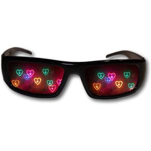 imageAlternative Imagination Diffraction Heart Glasses  See Hearts at a Rave Holiday Light Show Music Festival  Black Frame Sport Style Unisex