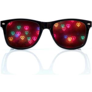 imageAlternative Imagination Heart Diffraction Glasses  3D Prism Effect See Hearts in Every Light Festival and Rave AccessoriesBlack