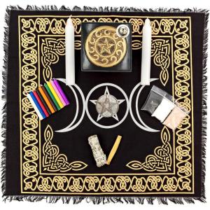 imageDeluxe Wiccan Altar Kit  Witchcraft Supplies for Beginners Witchy Gifts Spiritual Decor  Triquetra Altar Table SetDeluxe  Pentagram