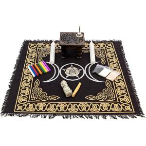 imageDeluxe Wiccan Altar Kit  Witchcraft Supplies for Beginners Witchy Gifts Spiritual Decor  Triquetra Altar Table SetDeluxe