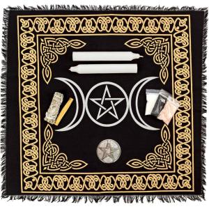 imageDeluxe Wiccan Altar Kit  Witchcraft Supplies for Beginners Witchy Gifts Spiritual Decor  Triquetra Altar Table SetStandard