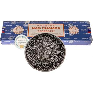 imageNag Champa Incense Sticks with Incense Holder  100 Gram Box and Wooden Tray  for Meditation Aromatherapy Yoga Spiritual Home Decor Spiritual Gifts  Alternative ImaginationTibetan Incense Burner