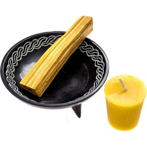 imagePalo Santo Smudge Kit with Soapstone Incense Holder and Beeswax Votive Candle  Incense Kit for Spiritual Cleansing Home Fragrance Witchcraft Supplies Spiritual GiftsSoapstone