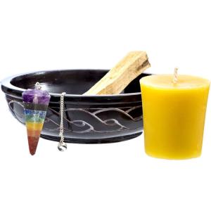 imagePalo Santo Smudge Kit with Soapstone Incense Holder and Beeswax Votive Candle  Incense Kit for Spiritual Cleansing Home Fragrance Witchcraft Supplies Spiritual GiftsChakra Energy Balance