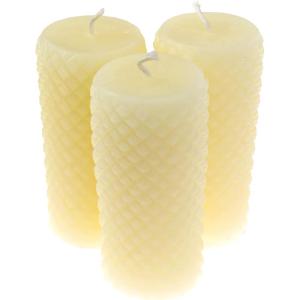 imageWhite Ivory Beeswax Candles  Diamond Pillar Candles 2x4 Inch  Modern Home Decor Wedding Decor Gifts  Smokeless Dripless Unscented  3 Pack  Alternative ImaginationWhite Ivory