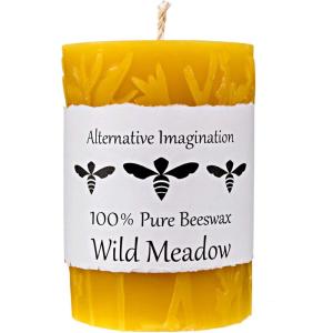 imageWild Meadow Beeswax Candles  3x4 Beeswax Pillar Candles Naturally Whitened ampamp Additive Free  40 Hours  Smokeless Dripless Unscented  for Home Decor Gifts  1 Pack  Alternative ImaginationYellow