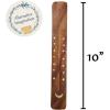 imageIncense Holder with Peace Sign  Wooden Tray Incense Burner Holder with Brass Inlay  for Incense Sticks Meditation Accessories Room Decor  10 InchesCelestial Moon and Stars