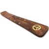 imageIncense Holder with Peace Sign  Wooden Tray Incense Burner Holder with Brass Inlay  for Incense Sticks Meditation Accessories Room Decor  10 InchesPeace Sign