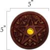 imagePentagram Incense Holder  Handcrafted Incense Burner fits 15 Incense Sticks and 1 Incense Cone  Carved Wood Brass Holders  5 Inches Wide