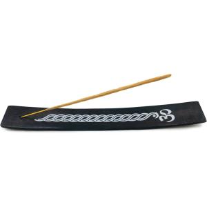 imageIncense Holder with Peace Sign  Wooden Tray Incense Burner Holder with Brass Inlay  for Incense Sticks Meditation Accessories Room Decor  10 InchesBlack with Om