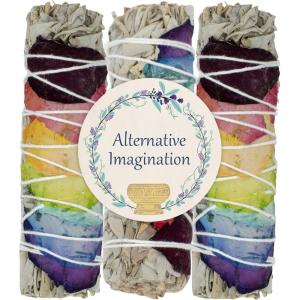 imageWhite Sage Sticks with Chakra Rose Petals  Natural Incense Sticks for Spiritual Cleansing Home Fragrance Witchcraft Supplies  4quot Long Bundles  Pack of 3  Alternative Imagination