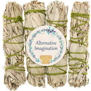 imageAlternative Imagination California White Sage Smudge Sticks  3Pack of 6Inch Bundles for Home CleansingEnergy Clearing Meditation Witchcraft Spiritual GiftsAltar ampamp Smudging Packaged in the USA4 Pack  4 Inch