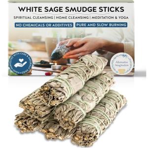imageAlternative Imagination California White Sage Smudge Sticks  3Pack of 6Inch Bundles for Home CleansingEnergy Clearing Meditation Witchcraft Spiritual GiftsAltar ampamp Smudging Packaged in the USA6 Pack  4 Inch